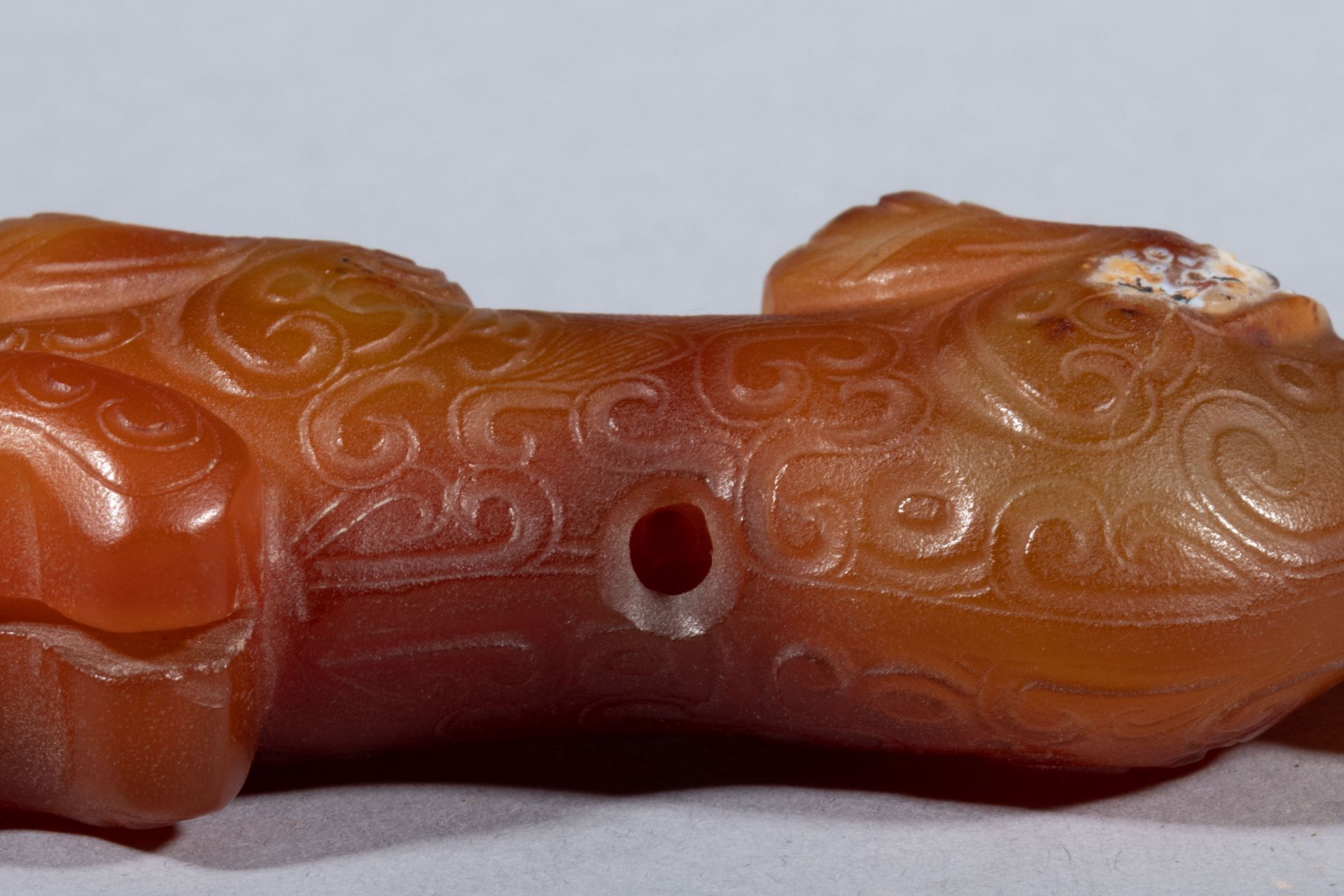 Bixie Animal, chimérique, couché ciselé de Leiwen à traces de calcification Jade ocre rouge ambré, - Bild 7 aus 9