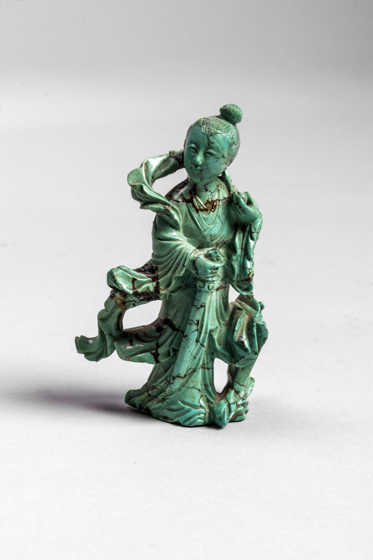 Hexiangu, personnage légendaire qui veille sur les foyers Turquoise Chine dynastie Qing 19ème siècle