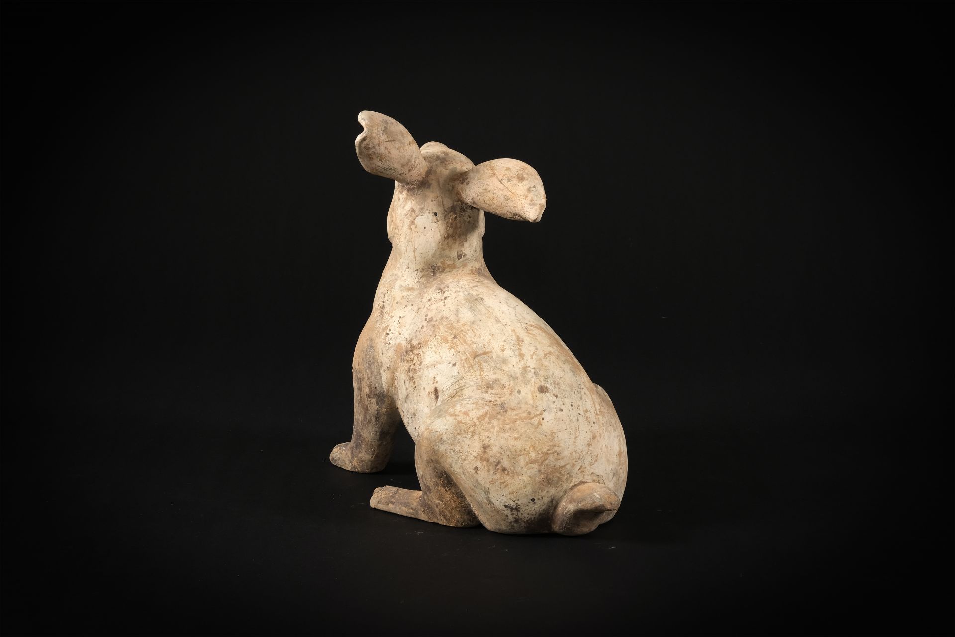 Figuration d'un lapin Terre cuite à trace d’engobe blanc et de polychromie Chine Dynastie Han 206 - Bild 7 aus 8