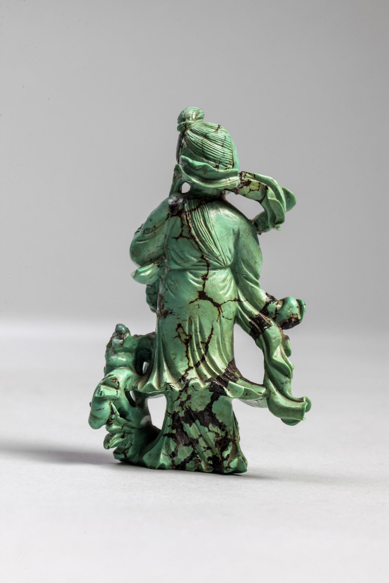 Hexiangu, personnage légendaire qui veille sur les foyers Turquoise Chine dynastie Qing 19ème siècle - Bild 2 aus 2