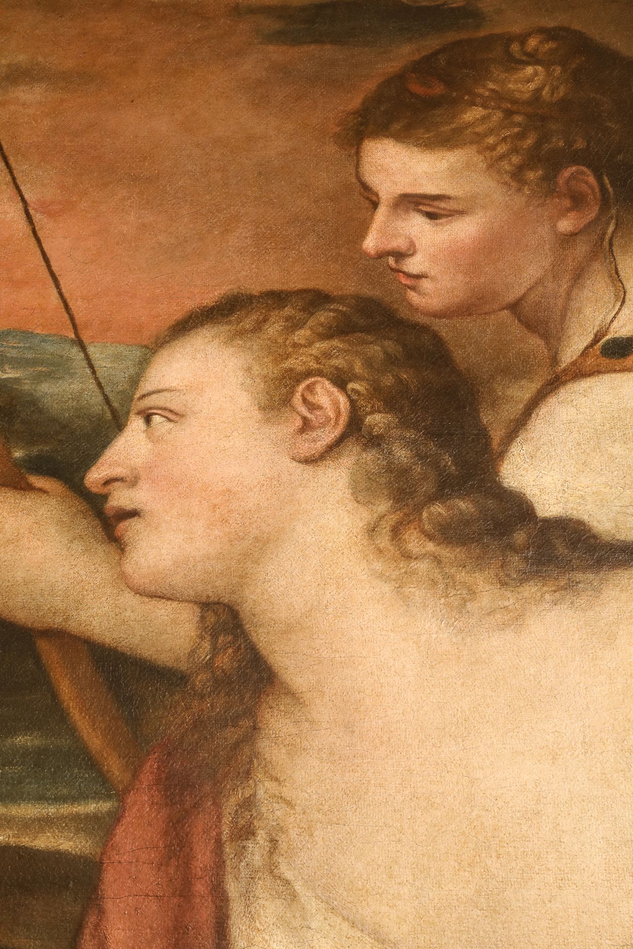"Cupidon aux yeux bandés par Vénus" d'après le Titien Huile sur toile Fin 18 eme (datée de 1799) - Bild 6 aus 8
