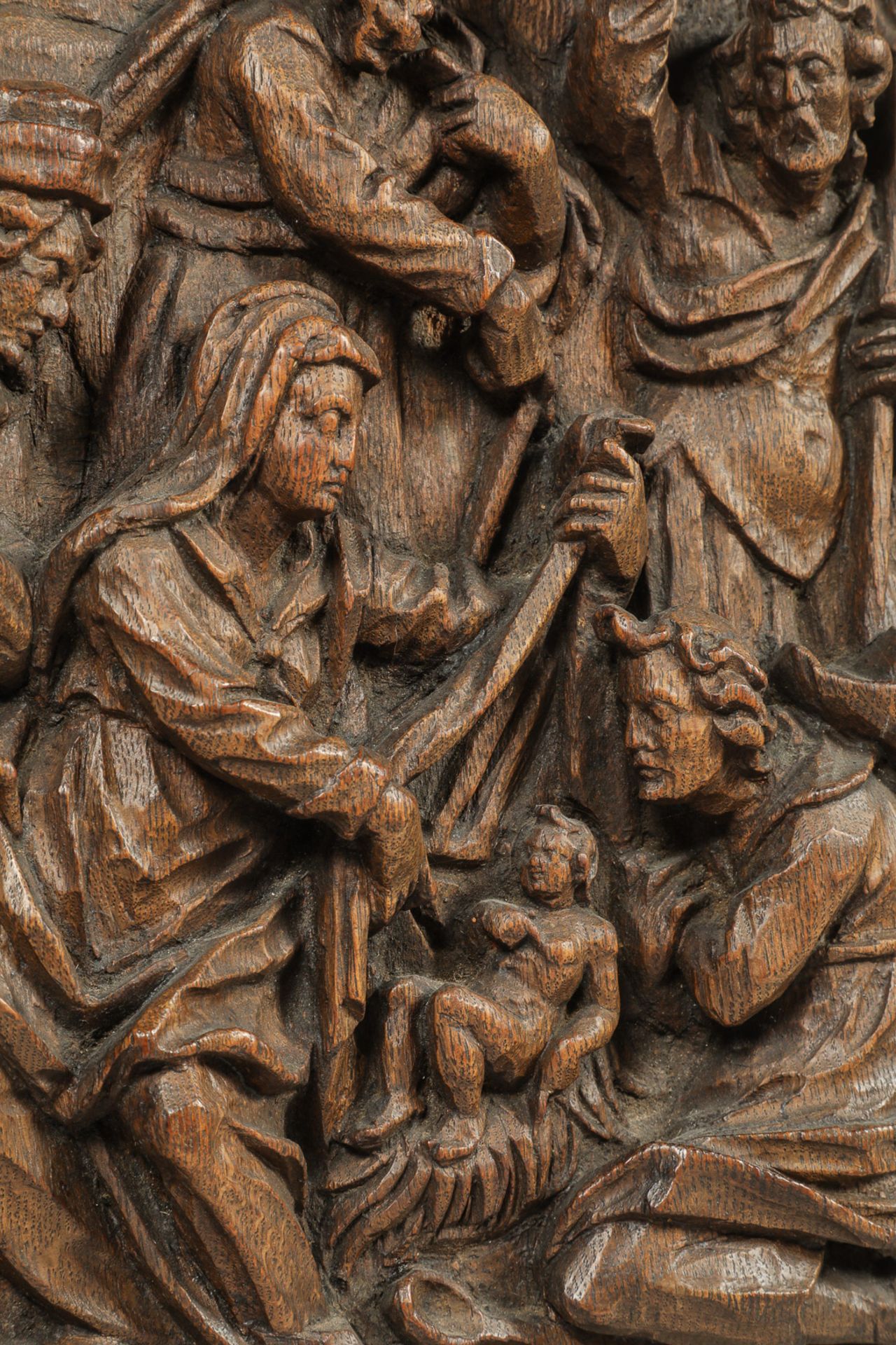 Scène de la Nativité ciselée en haut relief dans un panneau de chêne Allemagne Datant d'environ 1600 - Bild 5 aus 6