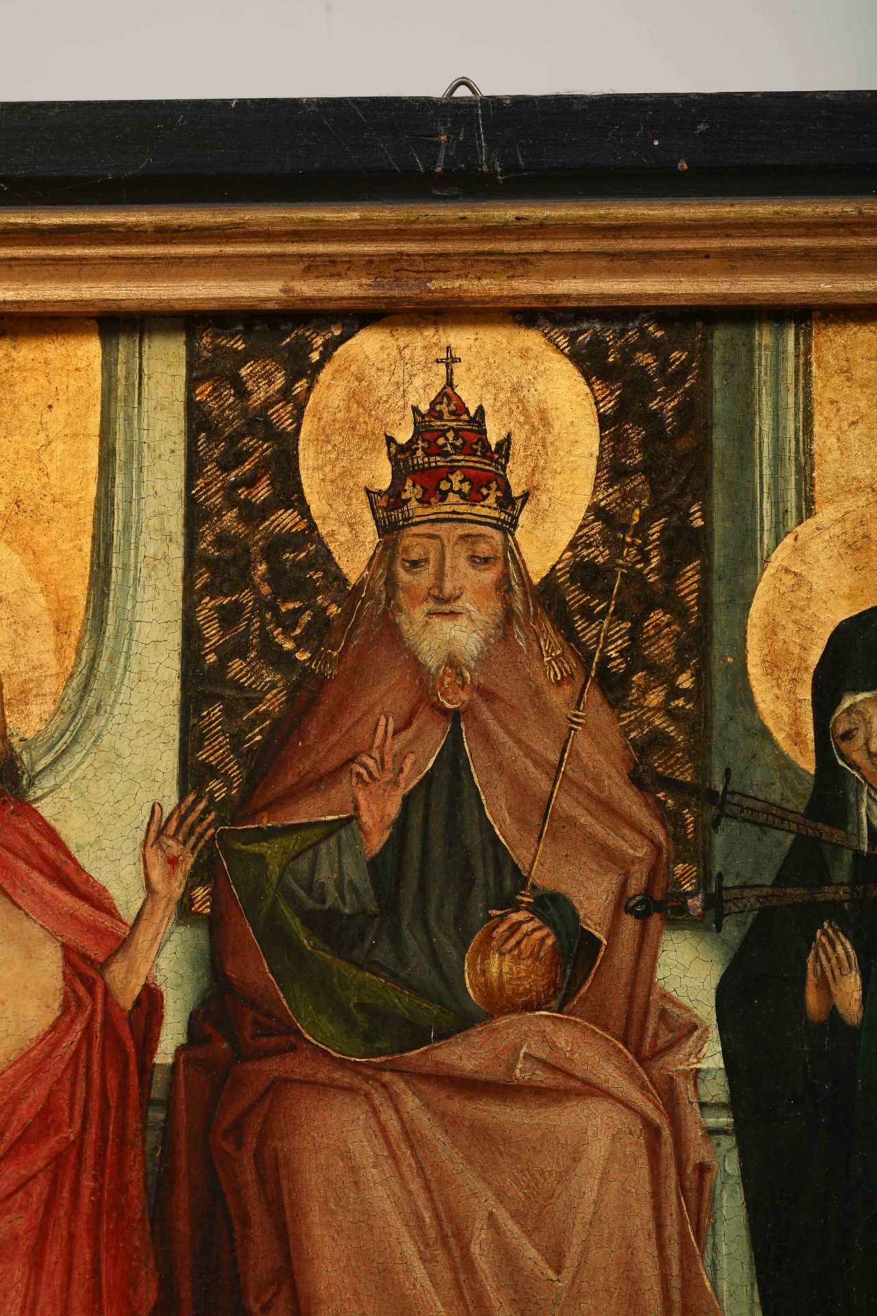 Scène illustrant le Dieu le père avec le Christ resssuscité et la vierge Huile sur panneau Ecole - Bild 3 aus 6