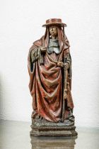 Saint Jérôme Bois sculpté et polychromé 16 eme siècle Ht 41cm x 19 cm avec socle 44cmAnvers