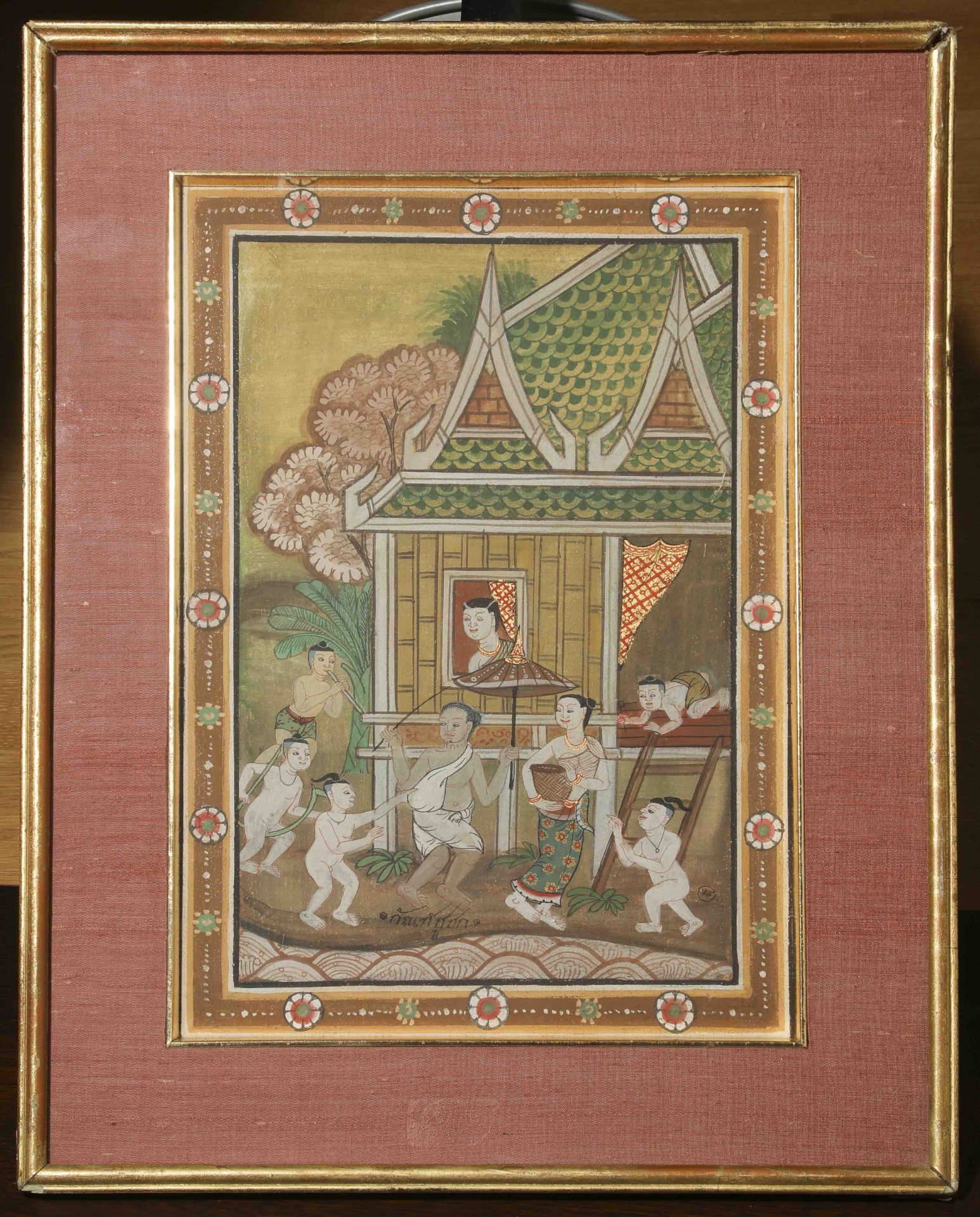 Suite de trois peintures illustrant des scènes légendaires du Ramayana Gouache sur papier