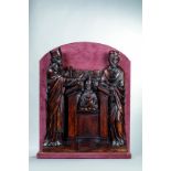 Groupe de fidèles et d'ecclésiastiques Bois sculpté Italie Vers 1500 66x55x6cm