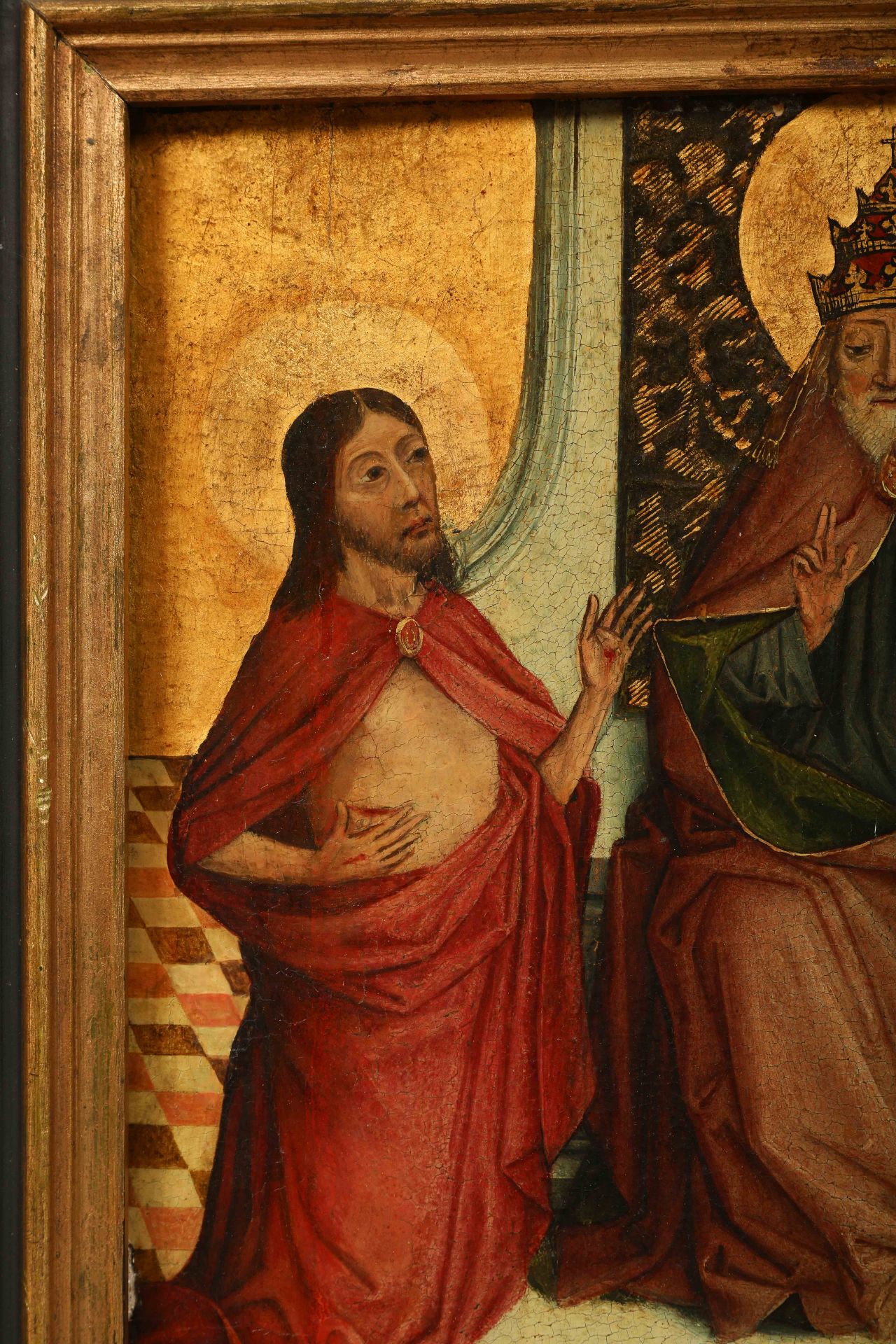 Scène illustrant le Dieu le père avec le Christ resssuscité et la vierge Huile sur panneau Ecole - Bild 4 aus 6
