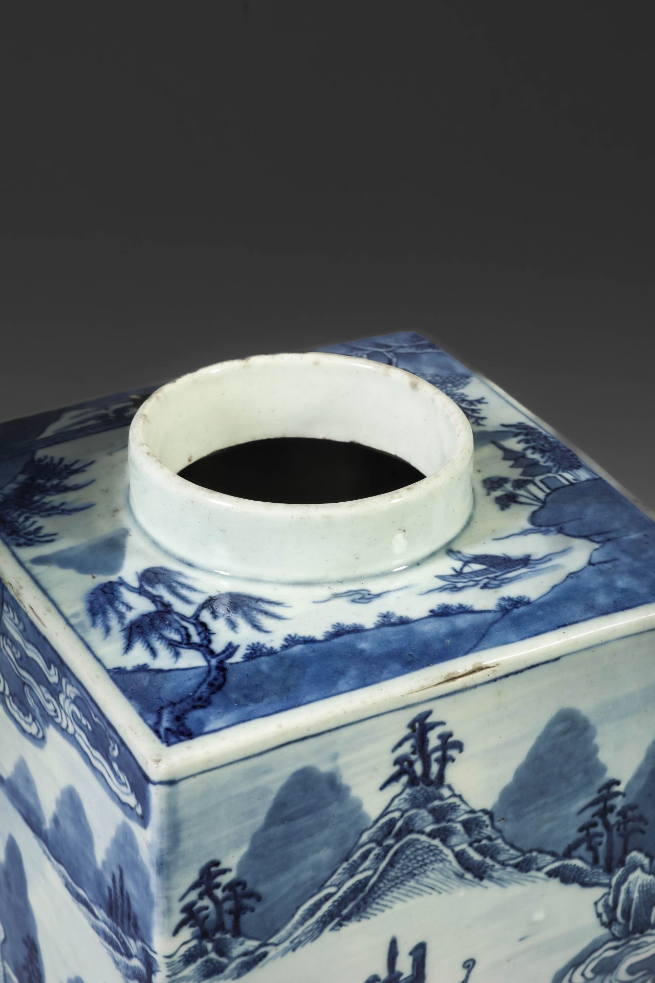 Suite de neuf pots à thé quadrangulaire en porcelaine blanche décoré en bleu sous couverte de - Image 37 of 47