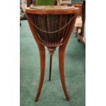 A CHIPPENDALE STYLE MAHOGANY BASKET JARDINIERE WITH BRASS LINER .C1860