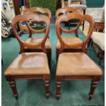 A SET OF 4 MID VICTORIAN MAHOGANY BALLOON BACK DINING CHAIRS