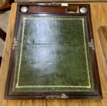 REGENCY ROSEWOOD WRITING SLOPE -BRASS BOUND WITH GREEN LEATHER INTERIOR