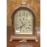 VICTORIAN BRACKET CLOCK WITH SILVERED FOLIATE DIAL WITH ROMAN NUMERALS, 2 SUBSIDIARY DIALS - ONE