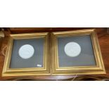 PAIR OF ROYAL COPENHAGEN STYLE CLASSICAL PARIAN WARE MOUNTED PLAQUES IN GILT & GLAZED FRAMES