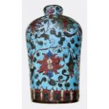 CHINESE MEIPING CLOISONNE VASE, TRACES OF GILDING TO NECK INTERIOR - POSS. MING DYNASTY - H:15.8CM