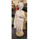 STONEWARE GARDEN STATUE IN THE STYLE OF CLASSICAL ROMAN NOBLE WOMAN 95CM HIGH