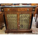 REPRODUCTION REGENCY MAHOGANY CABINET WITH GREEN MARBLE TOP, SINGLE DRAWER WITH LION MASK HANDLESS