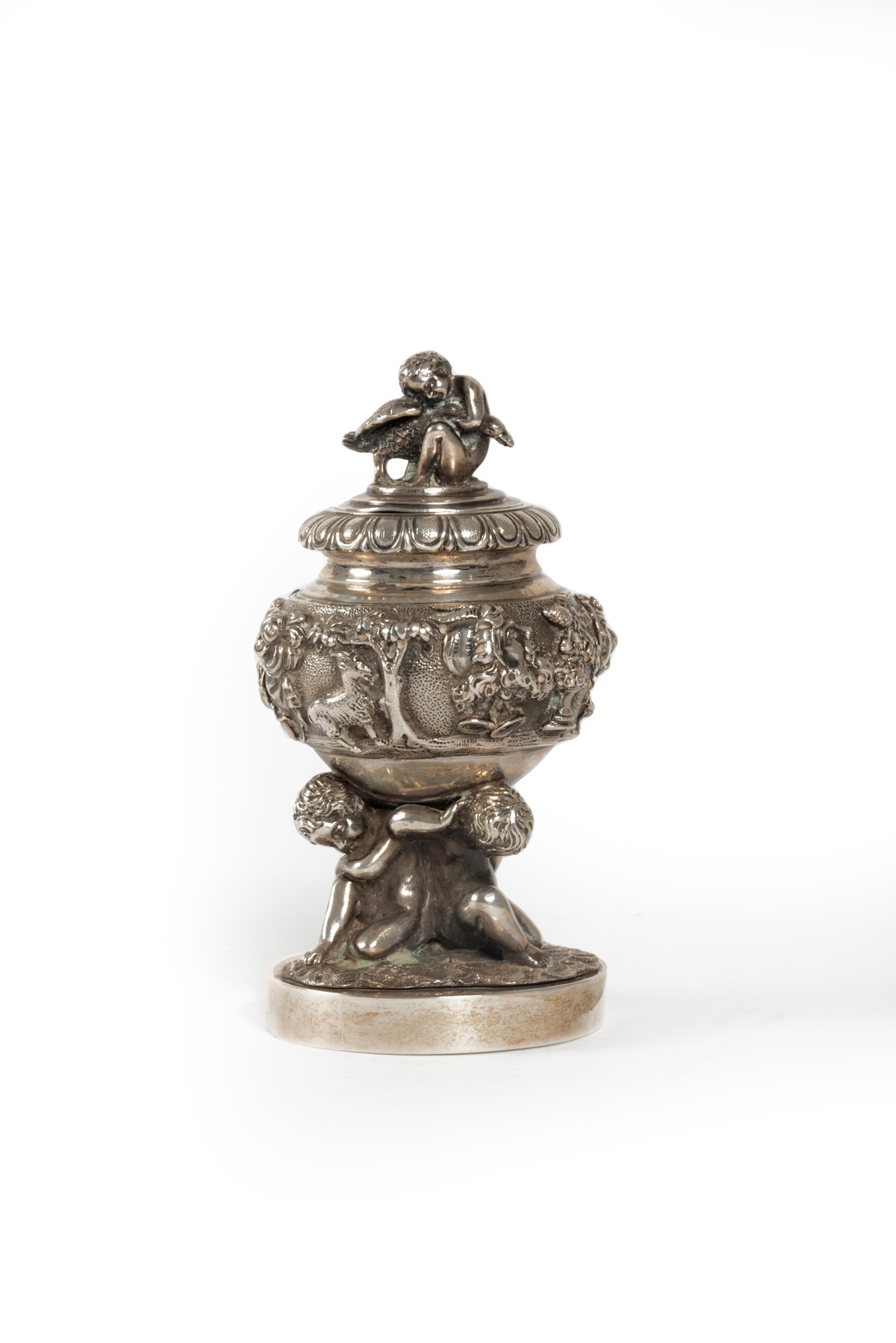 Small vase with silver lid, 19th century