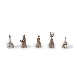 Lot consisting of five silver bells, 19th-20th centuries