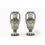 Julius Dressler - Pair of painted majolica vases, Bohemia, early 20th century