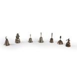 Lot consisting of seven bells in sterling silver, late 19th century - early 20th century