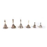 Lot consisting of six silver bells, Netherlands 19th-20th century