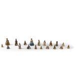 Lot consisting of nineteen bells in gilded, silvered and polychrome bronze, 20th century