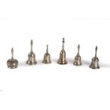 Lot consisting of six silver bells, 19th century