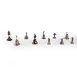 Lot composed of ten silver bells, 20th century