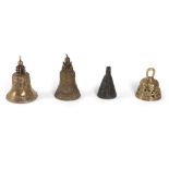 Lot consisting of four bronze bells, 19th century