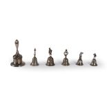 Lot consisting of six silver bells, France, 19th century