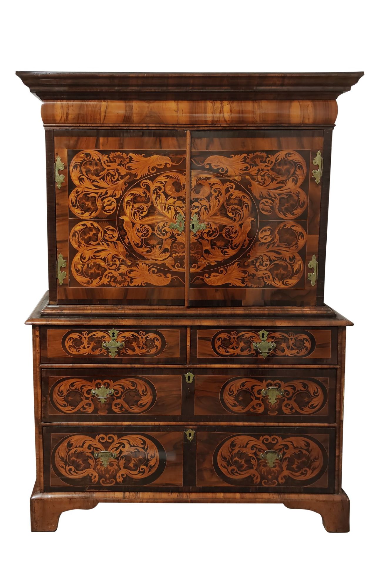 Inlaid two-parts secretaire, 18th-19th centuries