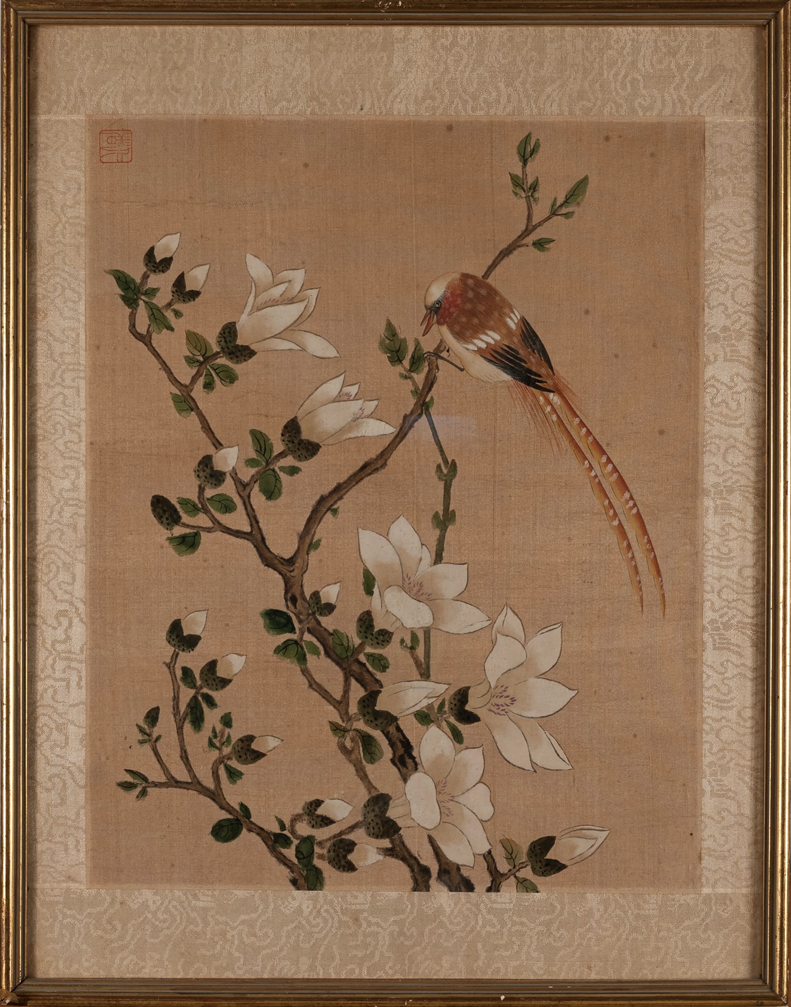 Lot consisting of two paintings on silk and one on paper, China, 20th century - Image 2 of 4