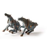 Pair of horses in cloisonné enamel, China, late 19th century