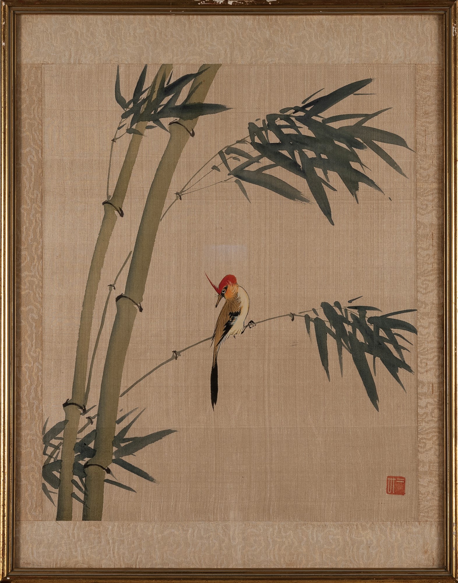 Lot consisting of two paintings on silk and one on paper, China, 20th century - Image 3 of 4