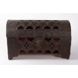 Wooden casket covered in embossed metal and red velvet, Venice 17th century