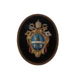 Paperweight in micromosaic with the coat of arms of Pope Leo XIII Pecci, late 19th century