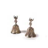 Pair of silver bells, London, England, 20th century