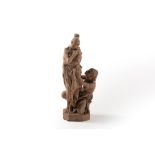 Terracotta sketch depicting a female figure with a black slave, 19th century