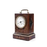 Table clock in inlaid wood, 19th century
