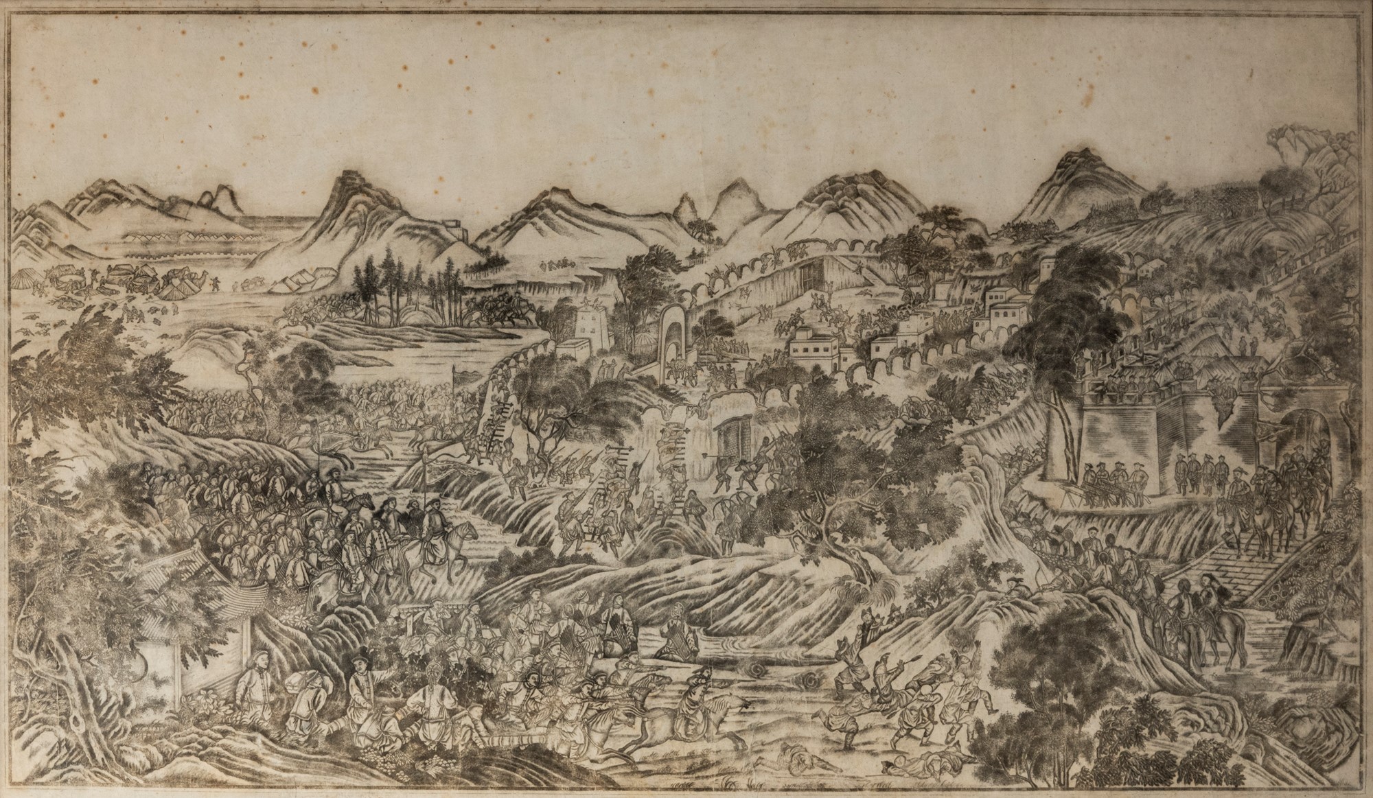 Print depicting a battle scene, China 19th century