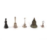 Lot consisting of five bronze and silver bells, 19th-20th centuries