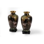 Pair of cloisonné enamel vases with dragons, China, 20th century