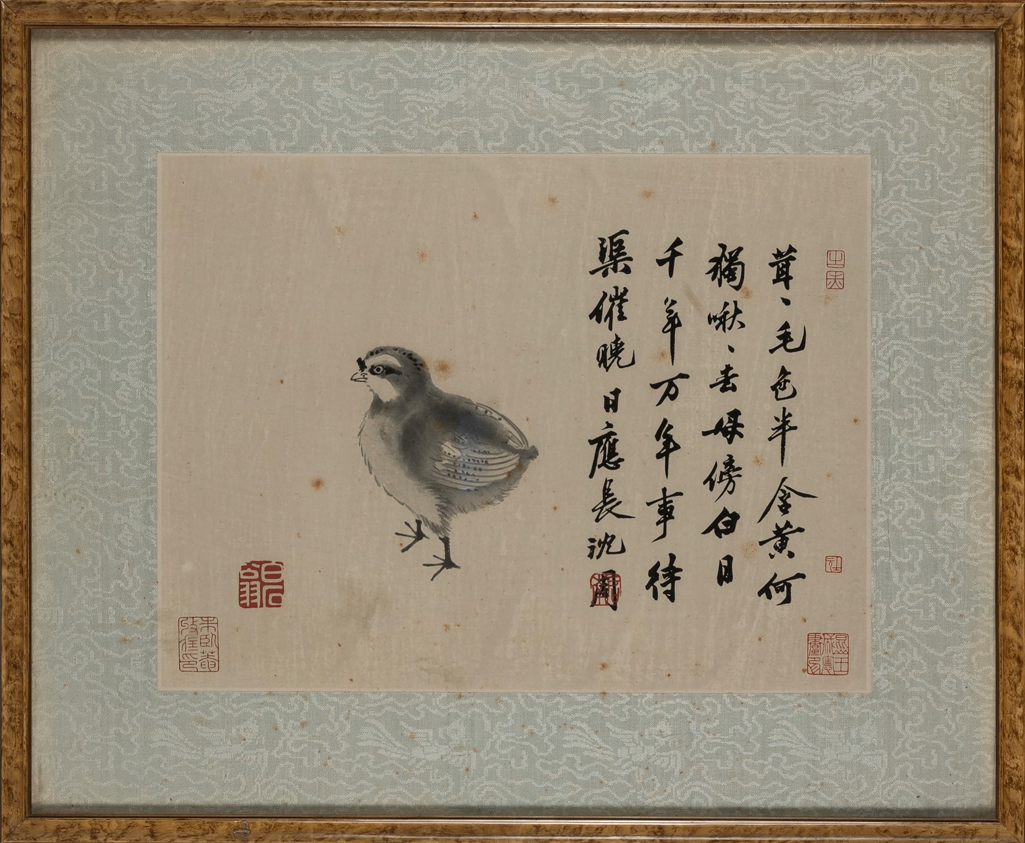 Lot consisting of two paintings on silk and one on paper, China, 20th century - Image 4 of 4