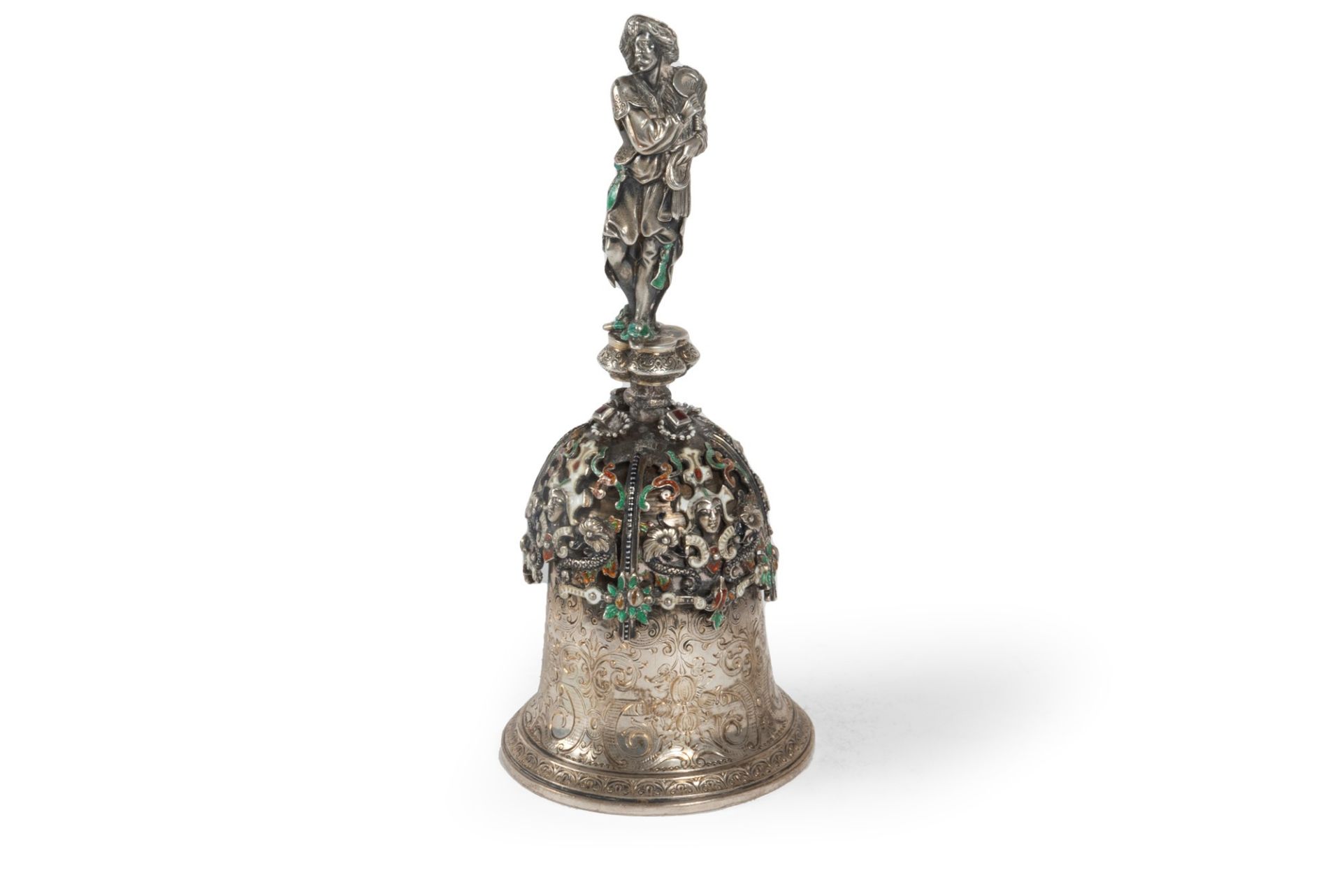 Bell in silver and enamels, Austria late 19th century