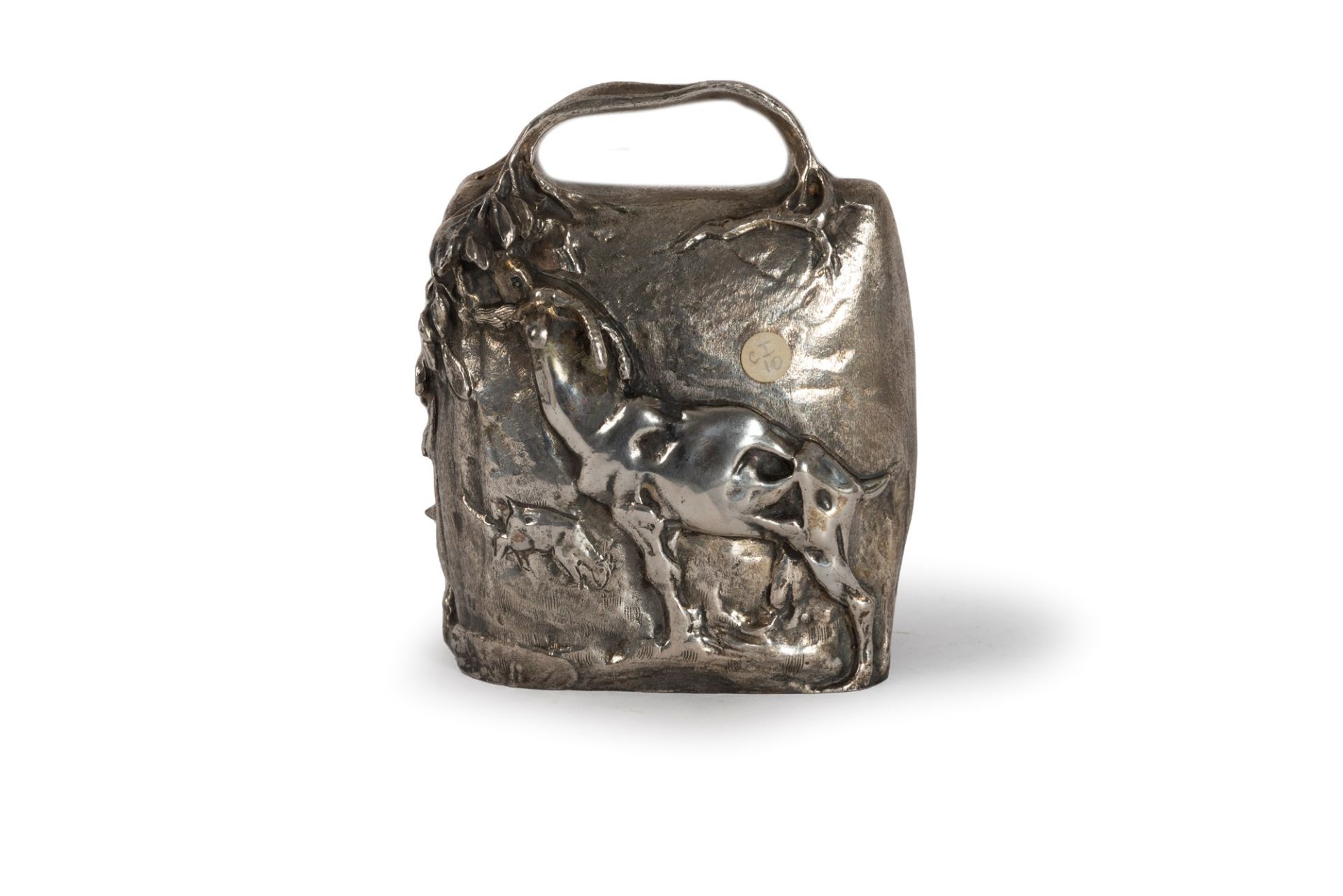 Silver bell with cow and roe deer, 20th century - Image 2 of 2
