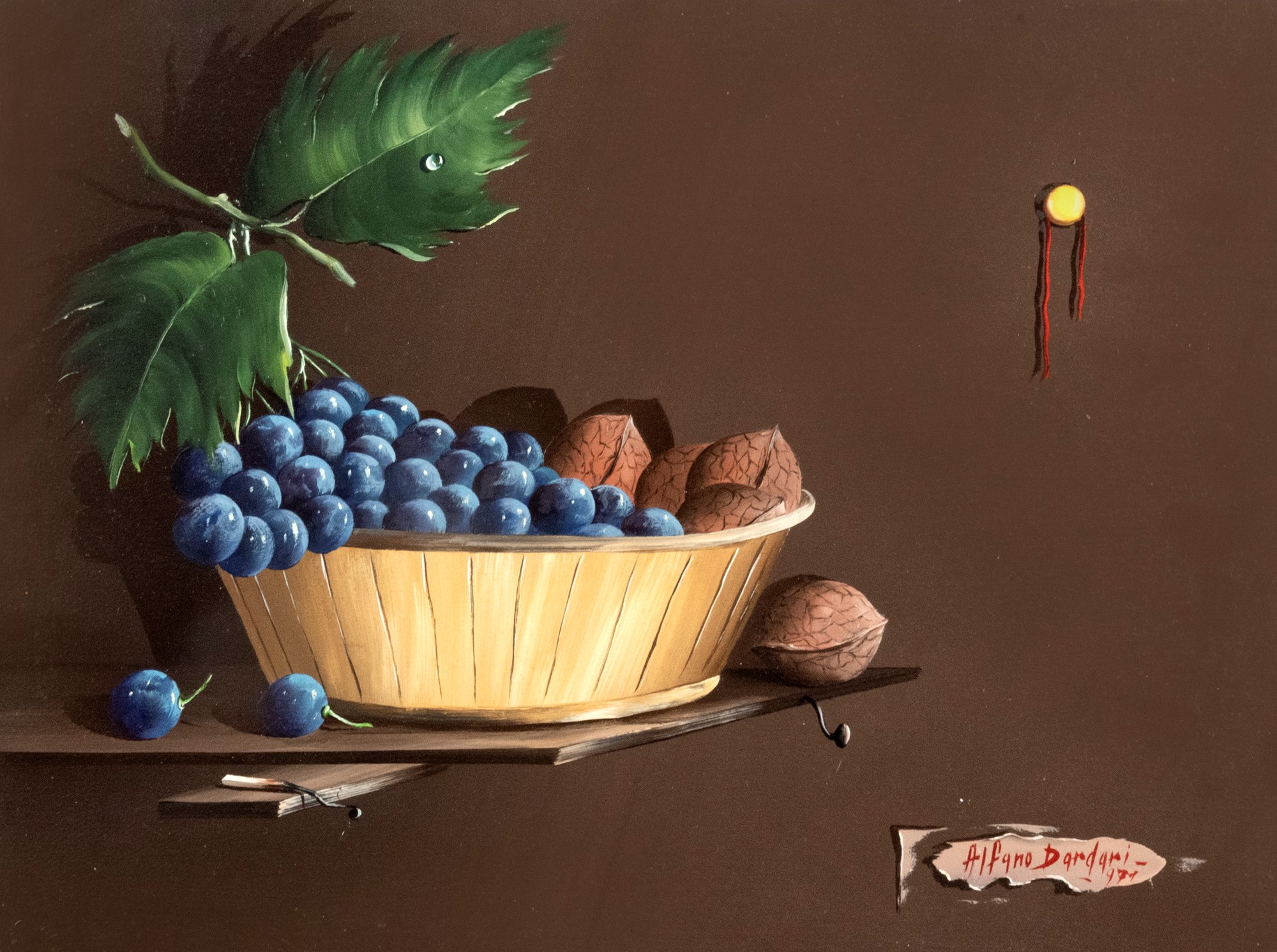 Alfano Dardari (1924-1988) - Trompe-l'oeil with still life of fruit