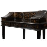 Carlton House desk in black lacquered wood decorated with Chinoserie, early 20th century