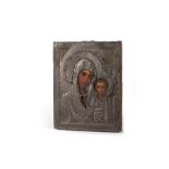 Icon with silver riza, Russia late 19th century