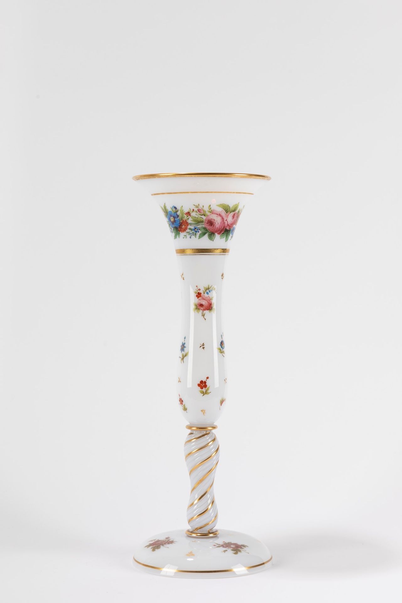 Opaline vase decorated with floral motifs, 20th century