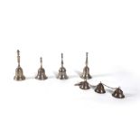 Lot consisting of five silver bells, Italy, 18th-19th centuries